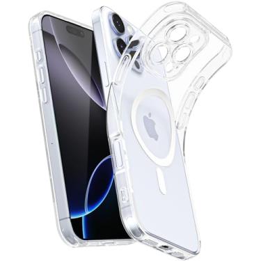 Imagem de Svanove Capa transparente macia para iPhone 16 Pro Max, fina magnética, compatível com Magsafe Minimalista Ultra Fina Transparente Silicone SafeCase, Não Amarelecimento Borracha TPU Bumper Mag Safe