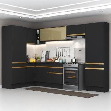 Imagem de Cozinha Completa De Canto Mp2090 Com Armário E Balcão Preta - MULTIMOV