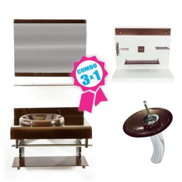 Imagem de Combo 3 em 1 - Gabinete 70cm Espanha + Torneira Ibiza + Kit Banheiro J