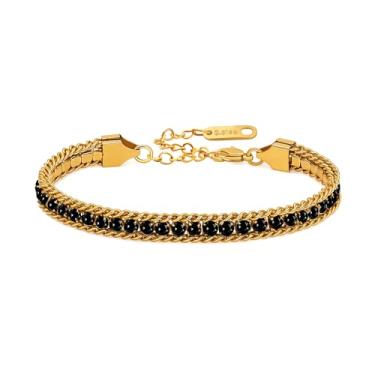 Imagem de Oneress Pulseira de tênis colorida - joia de cristal empilhável Boho ajustável para melhores amigas, damas de honra, presente de festa feminino YA6108, Elegant Gift for Her, Aço inoxidável, Sem Pedra