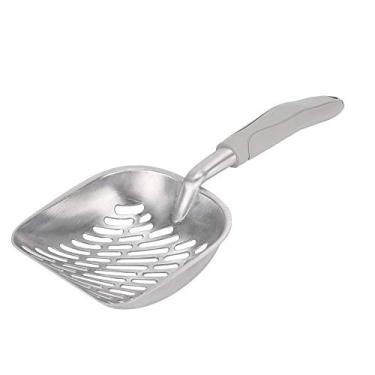 Imagem de Acouto Colher de Areia de Aço Inoxidável Espátula de Areia para Animais de Estimação Peneira de Colher de Alça Ergonômica de de Metal de Aço Inoxidável Com Suporte Suprimentos para Animais de (Cinza)