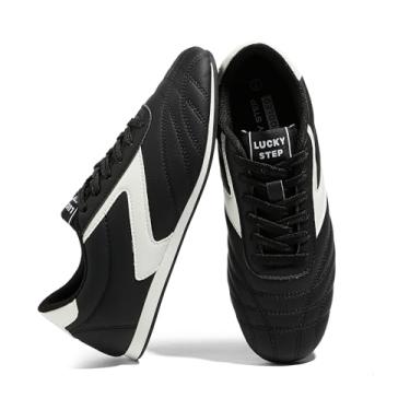 Imagem de LUCKY STEP Tênis feminino leve e moderno, sola fina, atlético, casual, corrida, academia, treino, confortável, tênis de caminhada, Preto/branco, 37