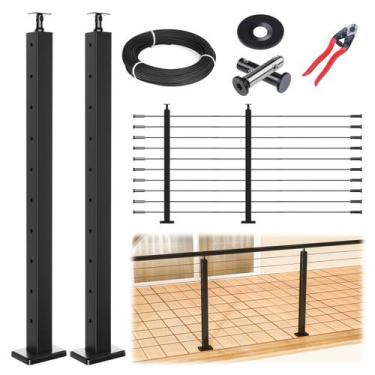 Imagem de Kit de trilhos de cabos Muzata Modular Black de 1,5 a 3 m com 2 postes