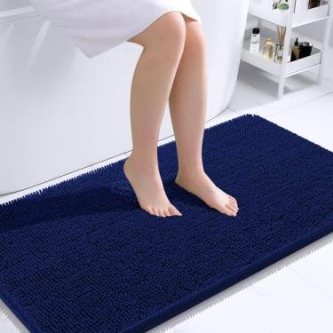 Imagem de Tapete de banho OLANLY Chenille Extra Soft Absorvente 110x60cm Navy