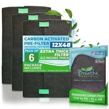 Imagem de Breathe Naturally Filtro de carbono ativado universal 30,5 x 122,5 cm (embalagem com 6) folha de filtro de ar de carvão para purificadores de ar