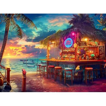 Imagem de Prime Time Puzzles Quebra-cabeça de 1000 peças para adultos - bar de praia ao pôr do sol - quebra-cabeça desafiador perfeito para noites de jogo - quebra-cabeça de 1000 peças para adultos. 50,8 x 68,6