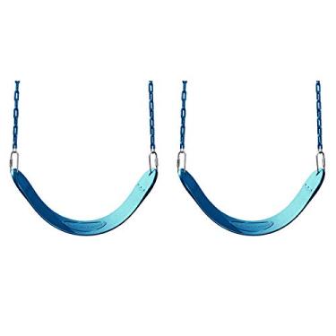 Imagem de Swing-N-Slide WS 4763 Heavy Duty Swing Seat Set of Outdoor Playground Swings with Coated Chains & Quick Links, Blue, Pack of 2