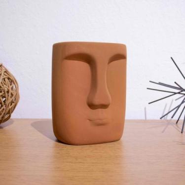 Imagem de Cachepot Decorativo Em Cerâmica Rosto Terracota 17x14 cm F04 - D'Rossi
