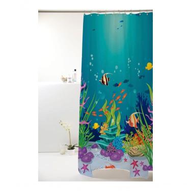 Imagem de Cortina Box Peva Fundo Do Mar Azul 180x160cm - Uzoo Cortina Box Peva 1.80x1.60m Fundo Do Mar Azul 818915