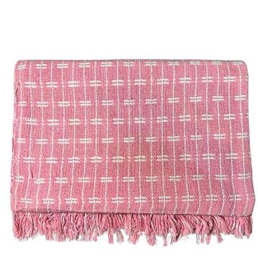 Imagem de Manta Sofa, Manta Pra Sofá Tijolinho Gigantes Tipo Capa Sofá Algodão(2,20x1,60m)(Rosa com Cru)