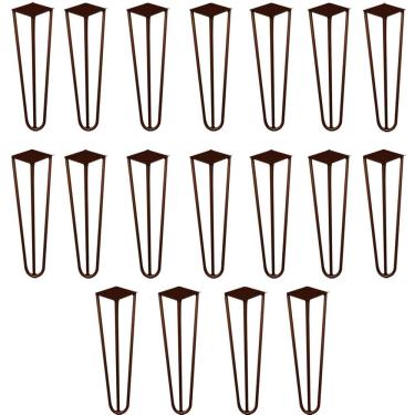 Imagem de Kit 18 Pés De Metal 30 Cm Mesa De Canto Rack E Puffs Bronze