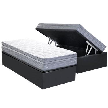 Imagem de Conjunto Box Baú Solteiro: Colchão Molas Herval Maxspring C1780 + Base Crc Suede Gray (88x188)