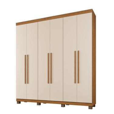 Imagem de Guarda Roupa Milão 6 Portas 3 Gavetas Em Mdp Benetil Móveis Cinamomo Com Off White