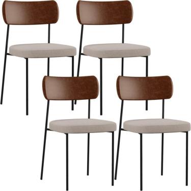 Imagem de Kit 04 Cadeiras Para Sala De Jantar Melina L02 Marrom Bege