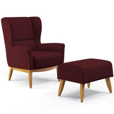 Imagem de Kit Poltrona Milena D02 Com Puff Viseo Veludo Marsala C-278