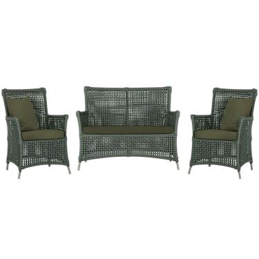 Imagem de Jogo Sofá E 2 Poltronas Igapó Alumínio Fendi E13 Trama Verde