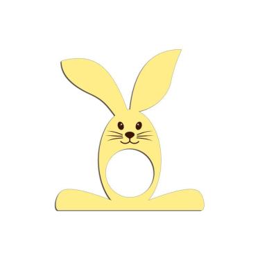 Imagem de Porta Guardanapo Coelho Com Carinha 9cmx9,8cm Kit 4 Peças - Cria Arte Laser Amarelo