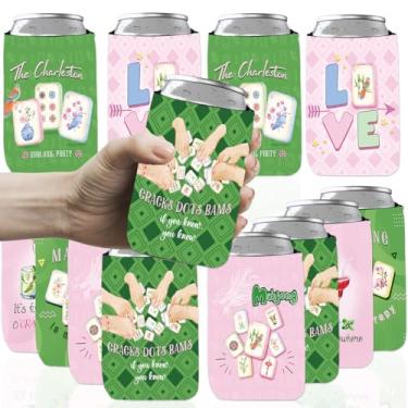 Imagem de Refavor Suprimentos de decoração de festa Mahjong Can Coolers, 12 peças, cerveja mahjong, presentes de manga aconchegante, cerveja Mahjong aconchegante para latas para festa de aniversário feminina