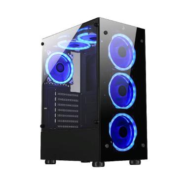 Imagem de Gabinete Gamer Rise Mode Glass 06X Mid Tower Vidro Temperado USB 3.0 S/ Fans Preto - RM-CA-06X-FB