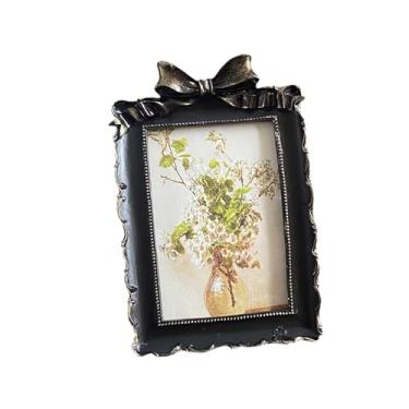 Imagem de Generic Porta-retratos vintage retrô em resina, peça central para mesa, porta-retratos para entrada, prateleira, decoração de casa, Preto