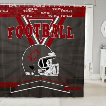 Imagem de Erosebridal Cortina de chuveiro de futebol para banheiras, cortina de banheiro de futebol americano de 182 x 182 cm, cortina de chuveiro de tecido de capacete de futebol para meninos adolescentes,
