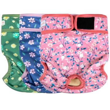 Imagem de Langsprit Fraldas laváveis ​​para cães femininos - fraldas reutilizáveis ​​para cachorrinhos para cachorrinhos fêmeas no período - calcinha de calor para cães altamente absorvente flor-1 l