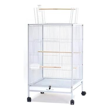 Imagem de Viveiro Metálico Premium de Luxo B03L | Estrutura Reforçada com Rodízios, Bandeja Removível e Acessórios | Para Calopsitas, Periquitos, Agapornis e Aves de Pequeno e Médio Porte (Branca)