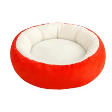 Imagem de Cama Caminha Pet Redonda de Sherpa para Gatos e Cachorros Macia, Quentinha e Confortável Excelente Qualidade 50 * 50cm(Vermelha)