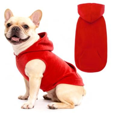 Imagem de EXPAWLORER Colete de lã com capuz para cães, moletom com capuz para cães outono inverno roupas para animais de estimação com anel, sem mangas, quente, aconchegante, roupas para filhotes, para gatos
