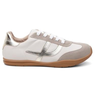 Imagem de Tênis Feminino Casual Vicerinne Virginia Branco e Dourado Urbano Moda Blogueira (BR, Adulto, Numérico, 35)