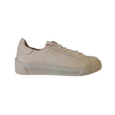 Imagem de QR Shoes, Tênis Casual Feminino em Couro Creme Sola Creme Flatform Cor:Creme;Tamanho:37