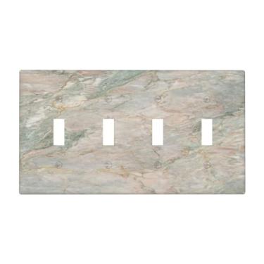 Imagem de DBWGUO Placas Decorativas para Interruptor de Luz Moderna Turquesa Rosa Mármore Grão 4 Gang Interruptor de Luz Placa de Parede Quad Toggle Capas de Tomada para Quarto, Cozinha, Decoração de Casa