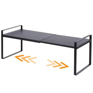 Imagem de LJHFUQHUHU Organizador de prateleira expansível para armário de despensa de cozinha embaixo da pia (preto, 21 cm P x 30 cm L x 19 cm A)