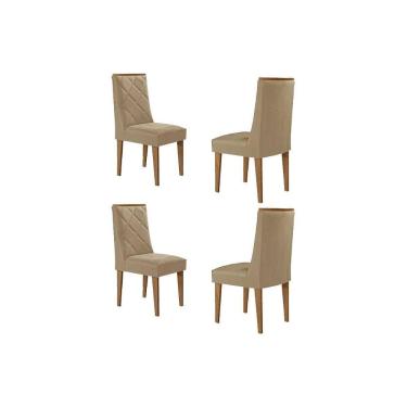 Imagem de Cadeira Sala De Jantar Pietá Kit 4 Un Madeira Capuccino-suede Creme - Rufato