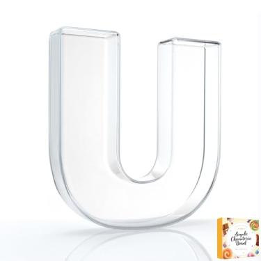 Imagem de Bandeja preenchível com letras de charcutaria acrílica de 25,4 cm, pratos de servir reutilizáveis em formato de número do alfabeto para tábua de charcutaria, frutas, doces, bolos, decoração de festa