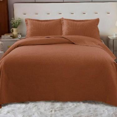 Imagem de Kit Cobre Leito Colcha Afeto Casal 3 Peças Percal 300 Fios Peletizado 