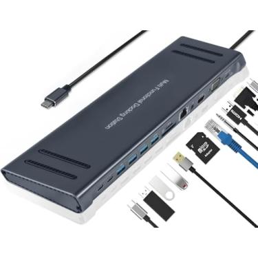 Imagem de Base Multifuncional Type-C, USB C 13 em 1 Suporte Inclinado Dock Station, USB C Hub Adaptador Multiportas para Dispositivos, USB C Docking Station