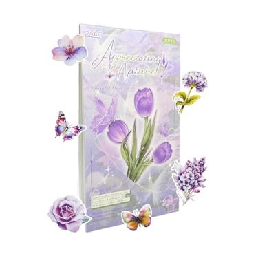 Imagem de WCCH Adesivos de scrapbook de flores naturais para diários de lixo, 20 folhas de adesivos autoadesivos de PET para diário, scrapbooking, bujo, colagem, artes artesanais para adultos, letras DIY