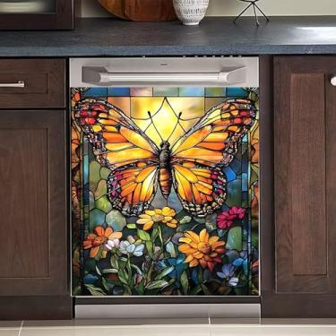 Imagem de BVBOX Capa magnética para lava-louças 58,4 cm L x 66 cm A, capas magnéticas reutilizáveis de geladeira, ímãs de lava-louças, capa decorativa para porta de geladeira, painel adesivos para