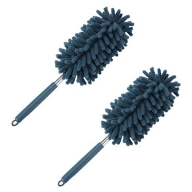 Imagem de Tuxihapp 2 peças espanador interior de carro com haste de extensão, escova de detalhes de chenille macio sem arranhões, limpador de painel/janela de alça longa lavável, suprimentos de limpeza