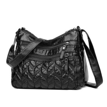 Imagem de Bolsa Messenger feminina acolchoada de couro macio de grande capacidad