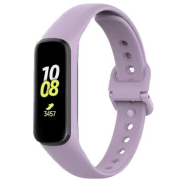 Imagem de PANDA BOBO Pulseiras de substituição compatíveis com Samsung Galaxy Fit2 SM-R220, pulseiras de silicone ajustáveis clássicas compatíveis com Samsung Galaxy Fit2 (roxo claro)