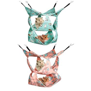 Imagem de DINTSTYLE 2 peças, rede pequena de 3 camadas para porquinhos-da-índia para ratos, porquinho-da-índia, hamster, furão, cama de brinquedo, para animais pequenos, chinchila, papagaio, furão, planador de
