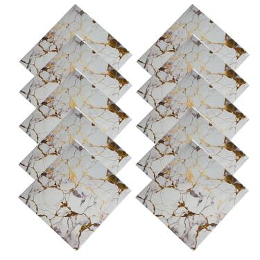 Imagem de Placa Adesiva Marmore 3D Kit 10 uni Papel de Parede Obra Reforma Autocolante Casa Cozinha Banheiro Quarto Sala