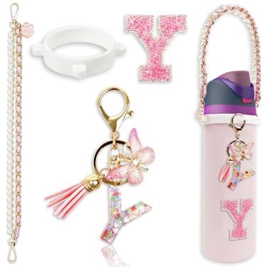 Imagem de Acessórios de letras para garrafas de água Owala – 680 g 947 g 1,134 g, com pingente de inicial bonito e alça de alça, compatível com Free Sip, copo de café, Owala Kids, Sway, Stanley Cup Accessories