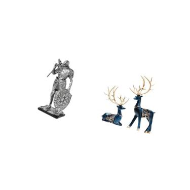 Imagem de Fenteer Estatueta de Arte Nórdica de Cavaleiro E Rena, Escultura Abstrata em Resina, Ornamento para Mesa, Armário, Mesa de Escritório, Peça Central, Entrada,