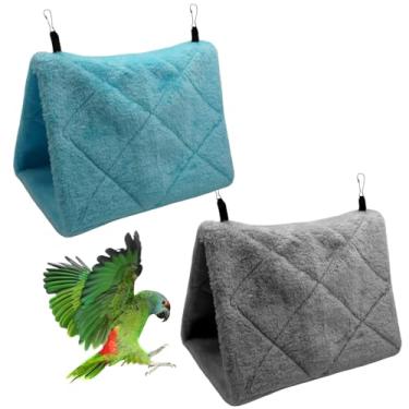 Imagem de ZHLKHIOP 2 pacotes de rede para pássaros - ninho de pássaro para gaiola com pelúcia macia. Ninho de pássaro perfeito para gaiola, oferece cama de dormir quente para periquitos e calopsitas. Fácil de