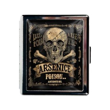 Imagem de Caixa organizadora de comprimidos de metal com espelho – Estojo de comprimidos cromado com 8 compartimentos, recipiente de viagem tamanho de bolso para vitaminas, idosos, uso diário (veneno de