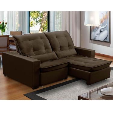 Imagem de Sofa Retratil Reclinavel 2 Lugares 2,60m Atlantis Veludo Marrom Lansofbr