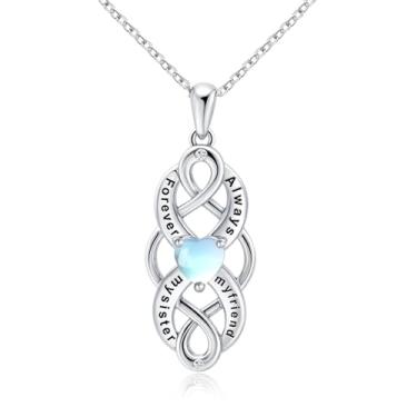 Imagem de Colar de prata esterlina 925 para irmãs, presente de aniversário de irmãs, joias personalizadas para mulheres, banhado a ouro branco, pingente celta infinito, vem com caixa de presente, Small, Prata